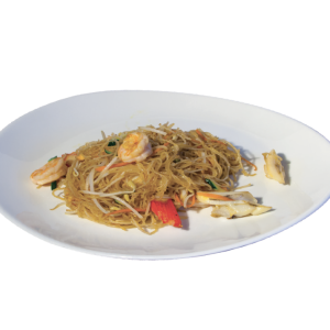 Spaghetti di riso con frutti di mare